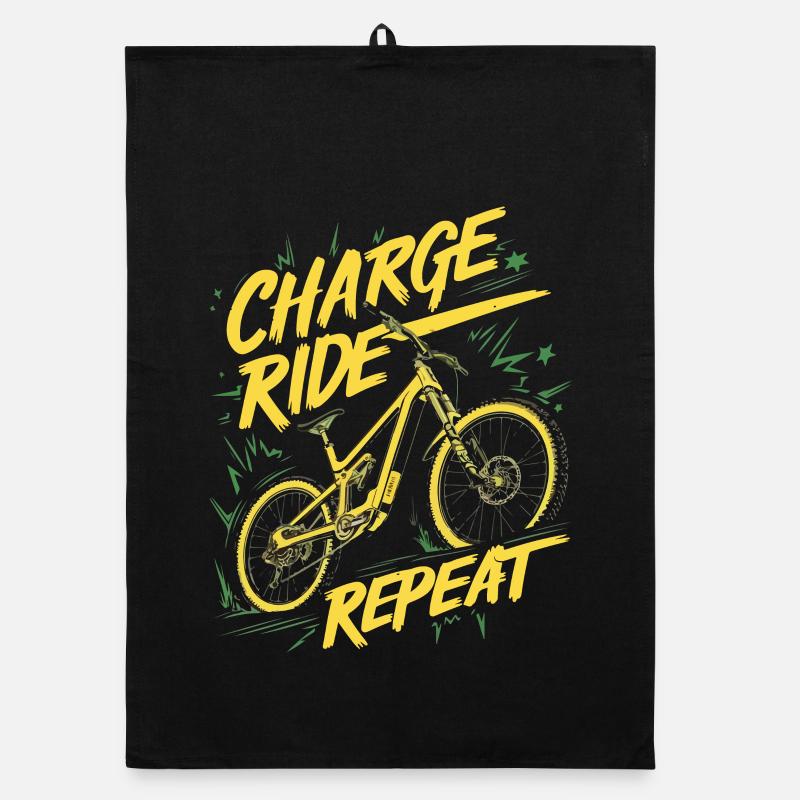 Charge Ride Repeat Cycle Design Organic dish towel