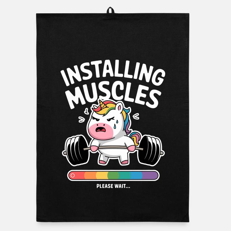 Installation de Muscles Licorne - Torchon bio - noir
