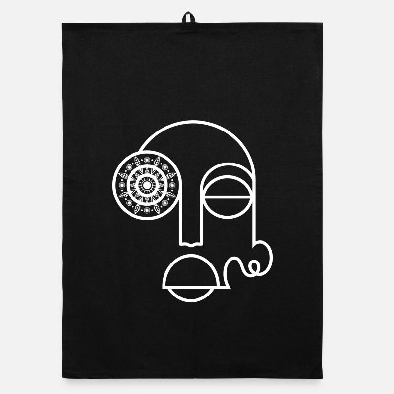 Abstraktes Gesicht / Modernes abstraktes Gesicht - Organic Geschirrtuch - Schwarz