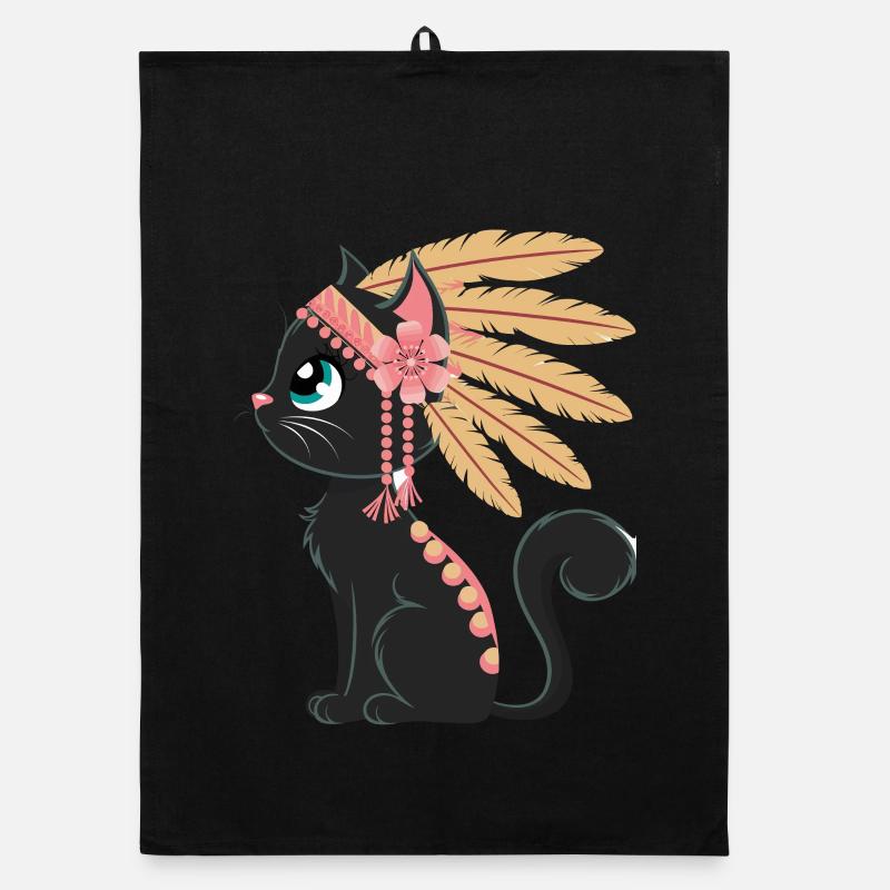 Boho Feder Katze Organic Geschirrtuch