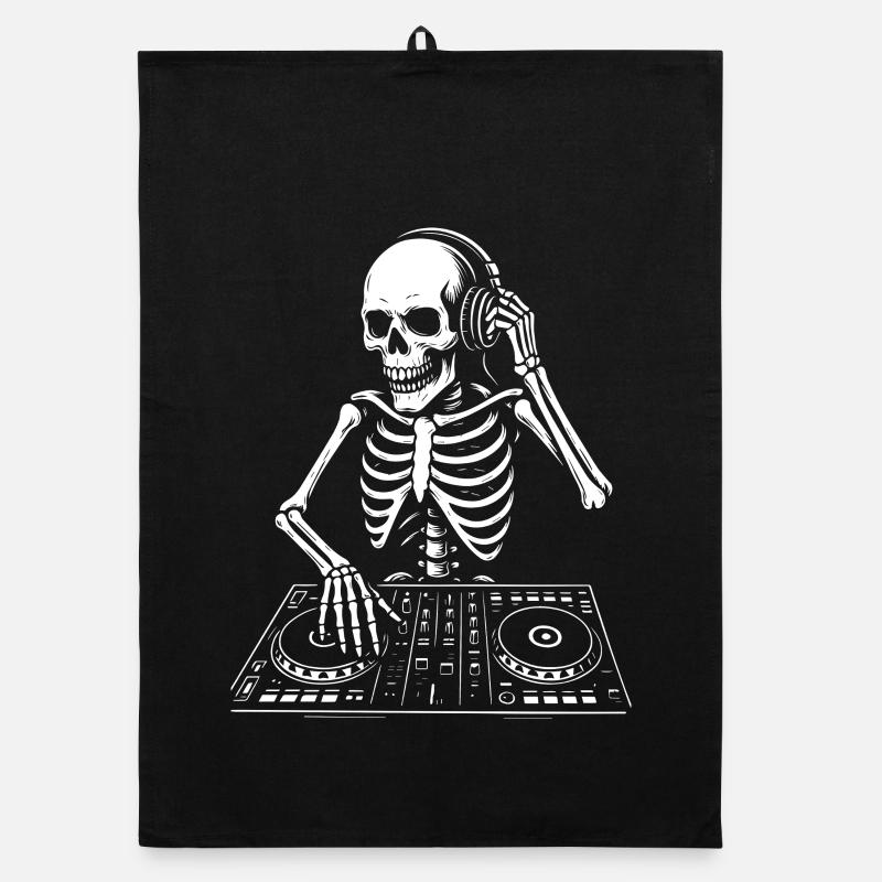 Skelett-DJ auf dem Deck Organic Geschirrtuch