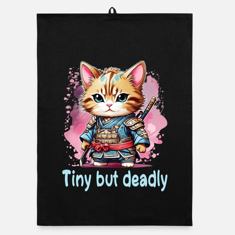 Japanese Kawaii Ninja Cat Organic dish towel