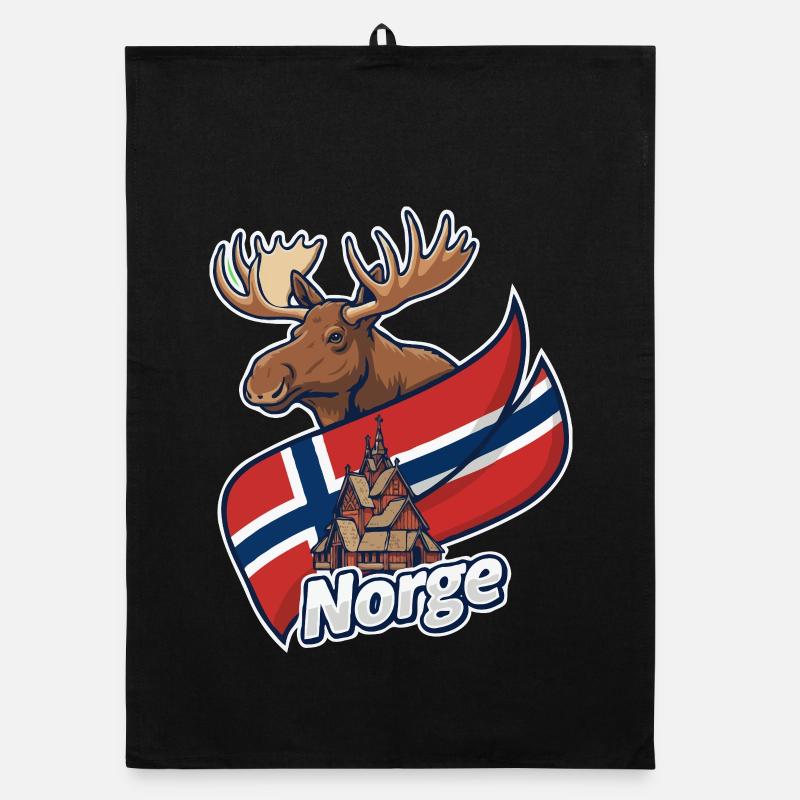 Drapeau norvégien de l’élan et de l’église Torchon bio
