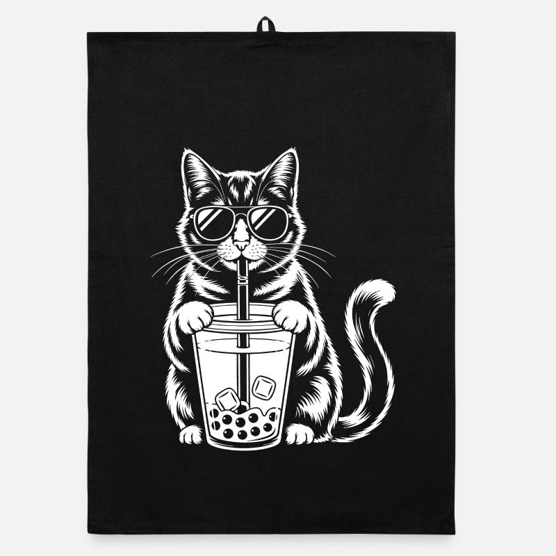 Chat avec bubble tea Torchon bio