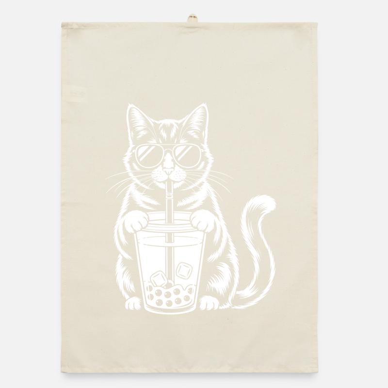 Chat avec bubble tea Torchon bio