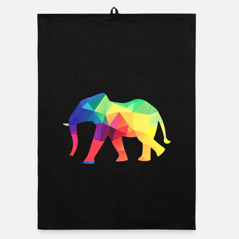 Colourful elephant Organic dish towel