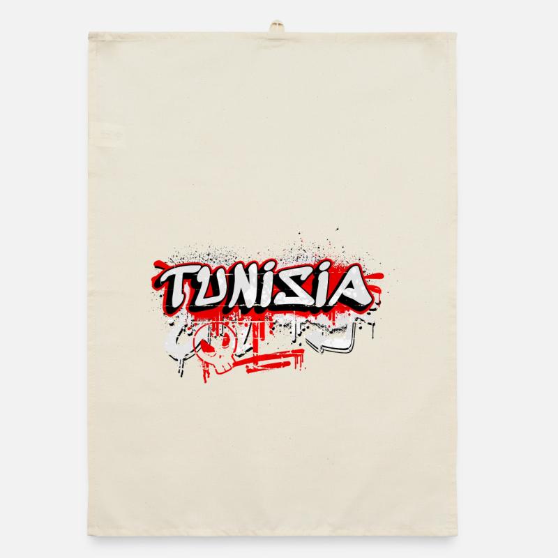 Design de drapeaux de la Tunisie graffiti Torchon bio