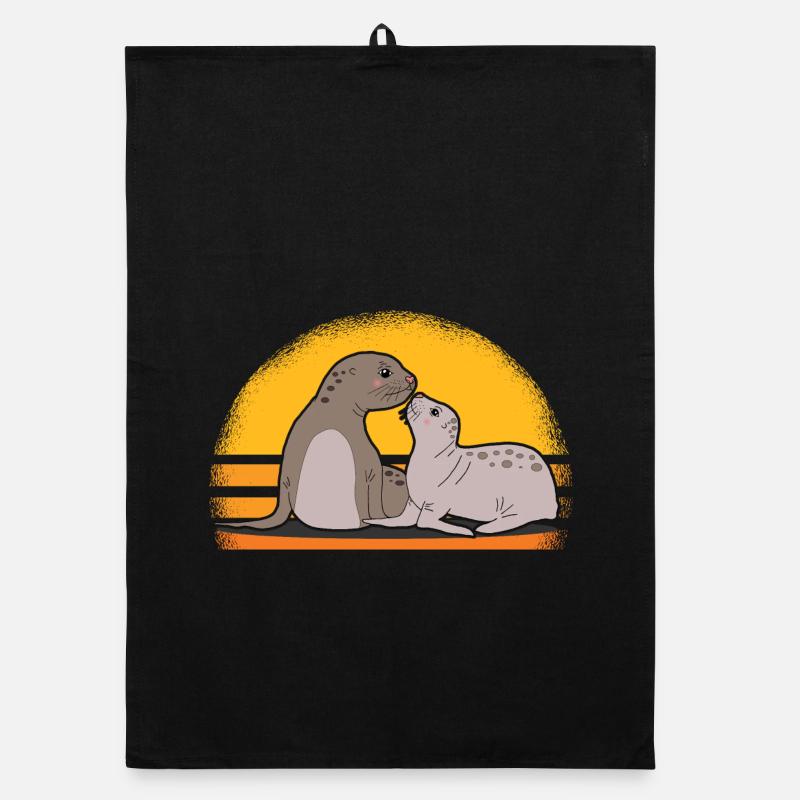 Sceau avec bébé mignon phoques cadeau Torchon bio