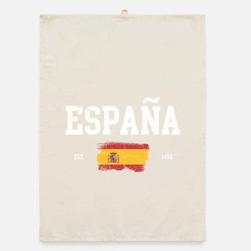 Espana Heritage Map Design Organic dish towel
