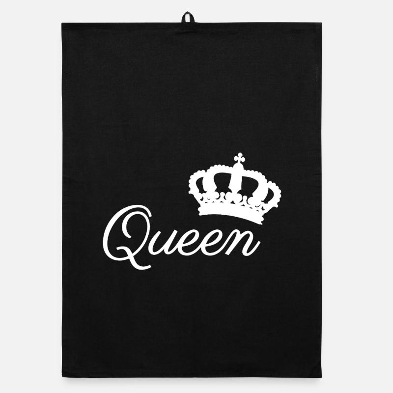 Elegantes Queen Crown Typografie-Design - Organic Geschirrtuch - Schwarz