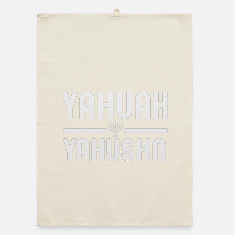 Lettrage Yahuwah Yahusha avec Menorah Torchon bio
