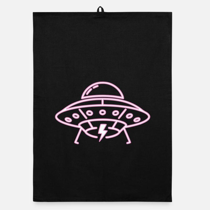 UFO Neon Pink Blitz Party Techno Vektor Organic Geschirrtuch