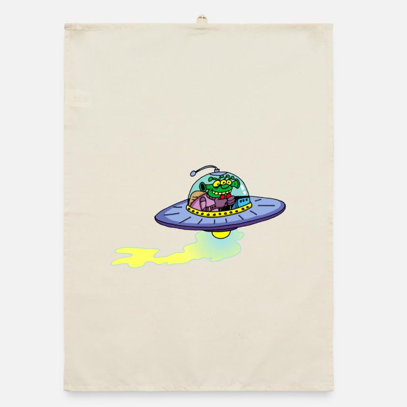 Alien alien spacecraft Organic dish towel