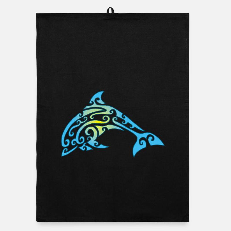 Polynesischer Delphin Organic Geschirrtuch