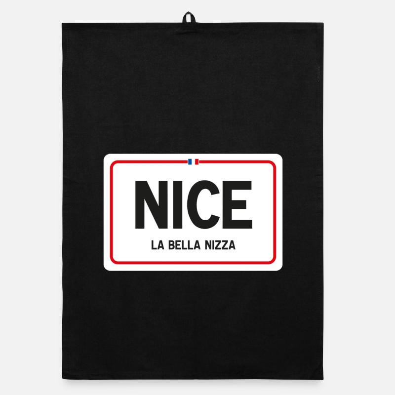 Joli signe de nom de lieu - Torchon bio - noir