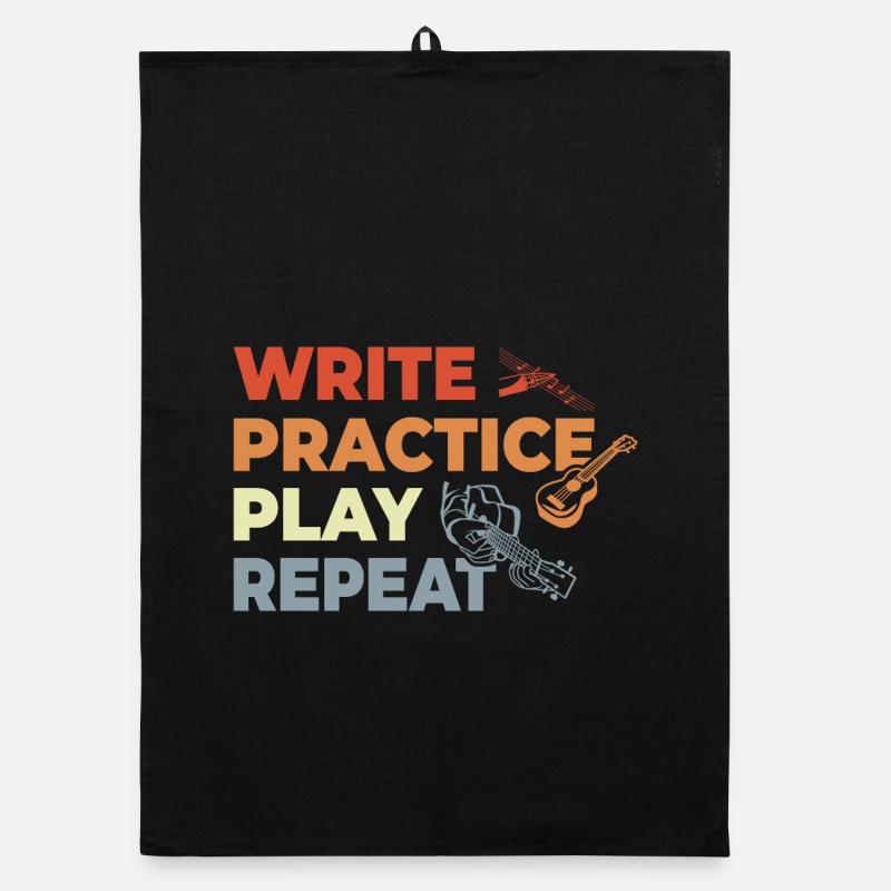 Ukulele Quote Retro Style Organic dish towel