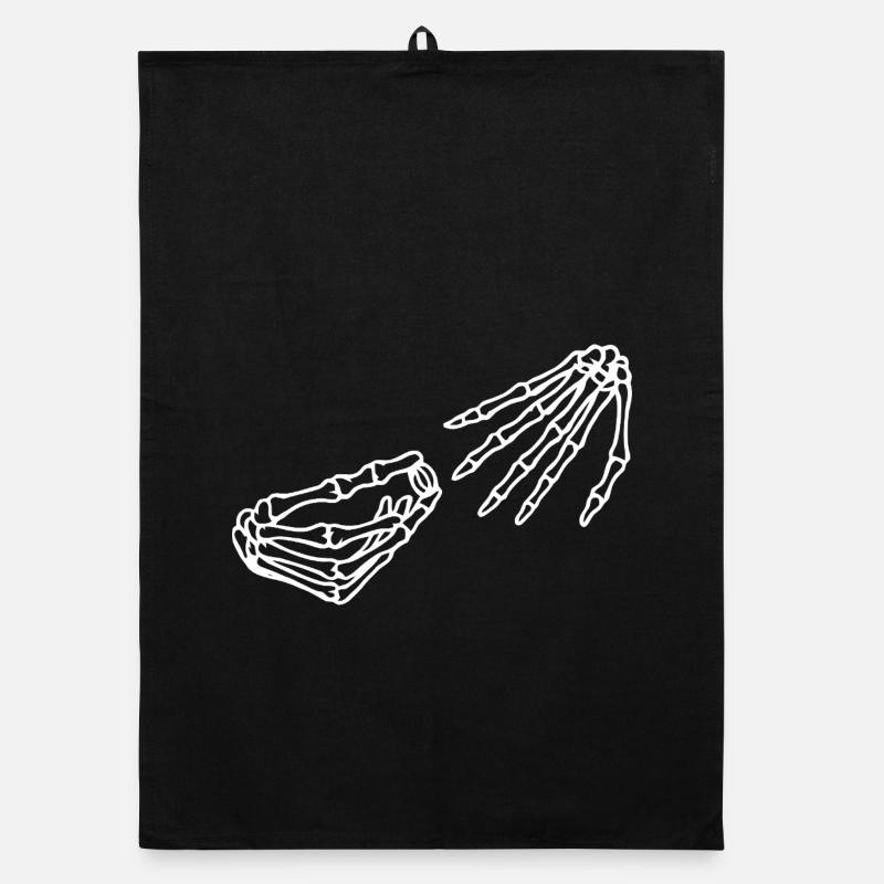 Ethereal Skeleton Hand and Bone Design Organic dish towel