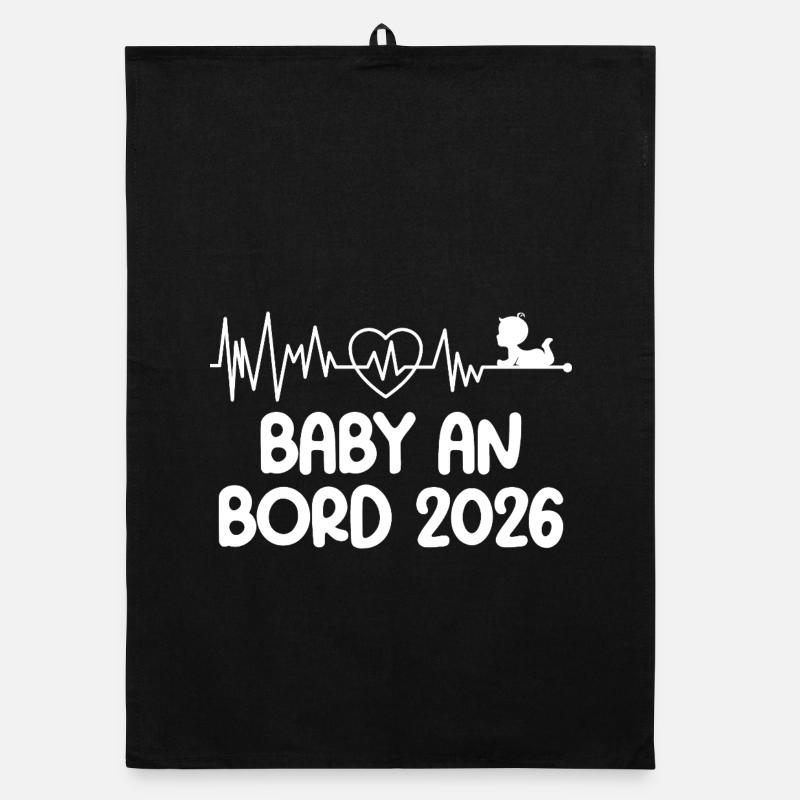 Werdende Mutter BABY AN BORD 2026 Lustig Organic Geschirrtuch