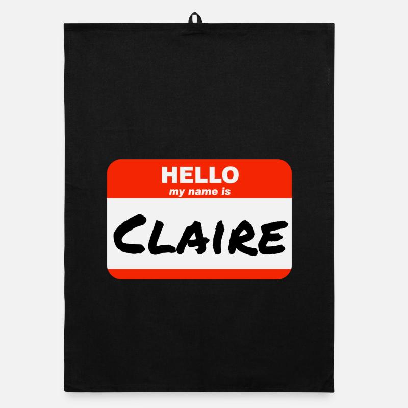 Hello My Name Is Claire Etikett Namensschild - Organic Geschirrtuch - Schwarz