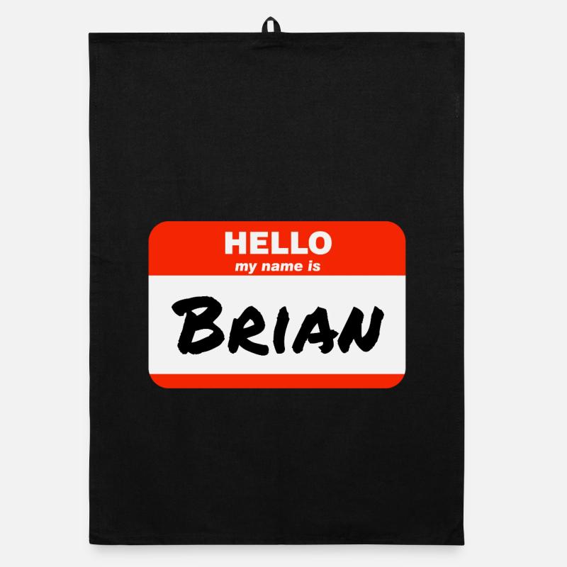 Hello My Name Is Brian Label Name Tag Organic dish towel