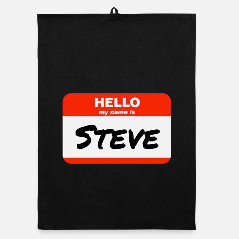 Hello My Name Is Steve Label Name Tag Organic dish towel