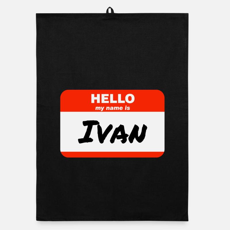 Hello My Name Is Ivan Label Name Tag Organic dish towel