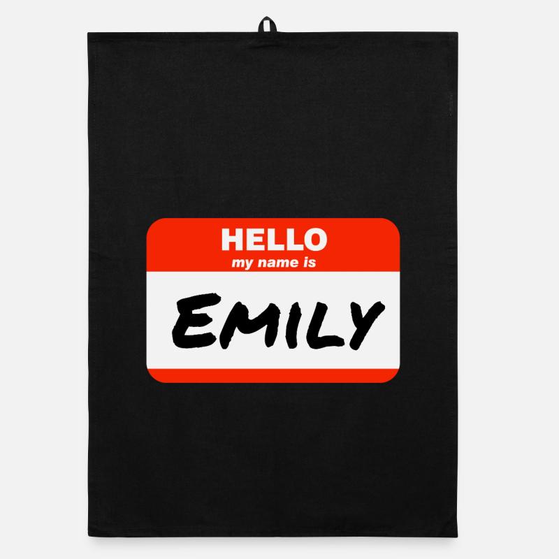 Hello My Name Is Emily Label Name Tag Organic dish towel