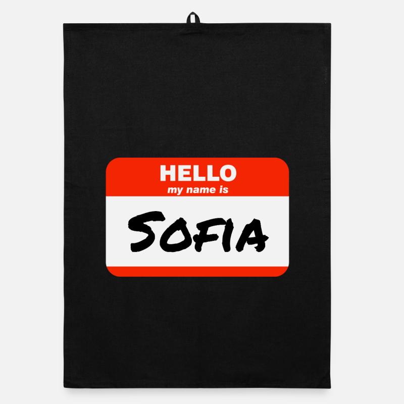 Hello My Name Is Sofia Label Name Tag Organic dish towel