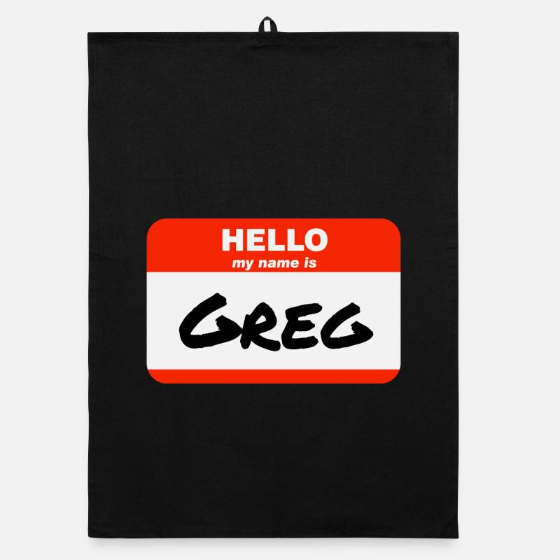 Hello My Name Is Greg Label Name Tag Organic dish towel