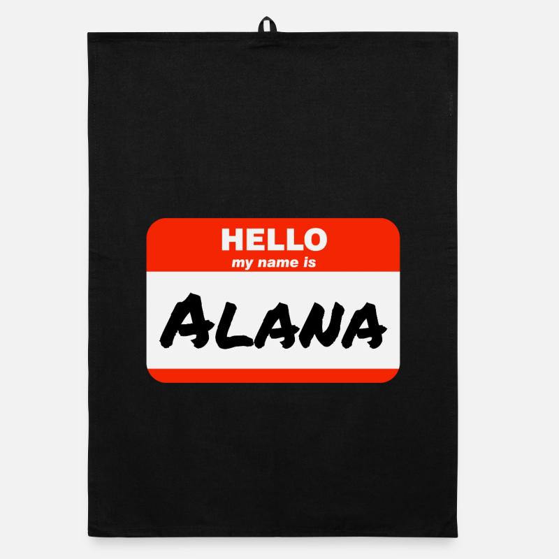 Hello My Name Is Alana Label Name Tag Organic dish towel