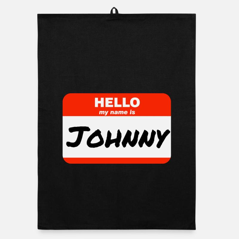 Hello My Name Is Johnny Label Name Tag Organic dish towel