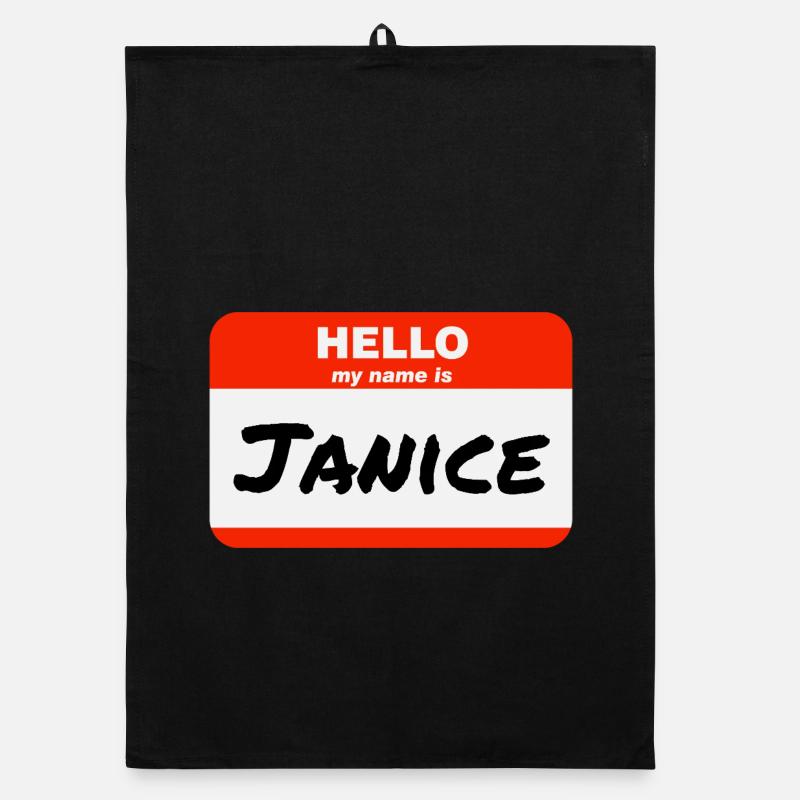 Hello My Name Is Janice Label Name Tag Organic dish towel