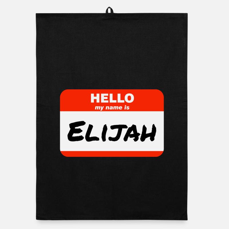 Hello My Name Is Elijah Label Name Tag Organic dish towel