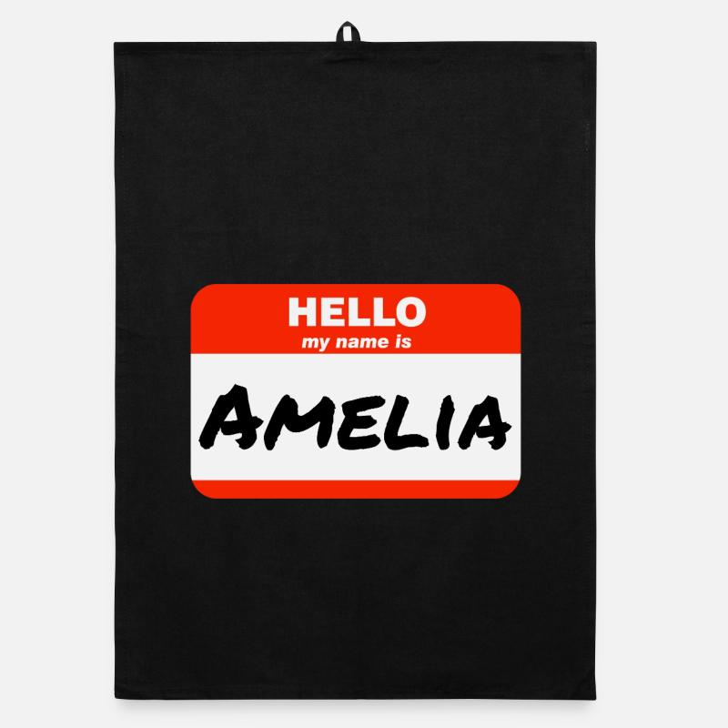 Hello My Name Is Amelia Label Name Tag Organic dish towel