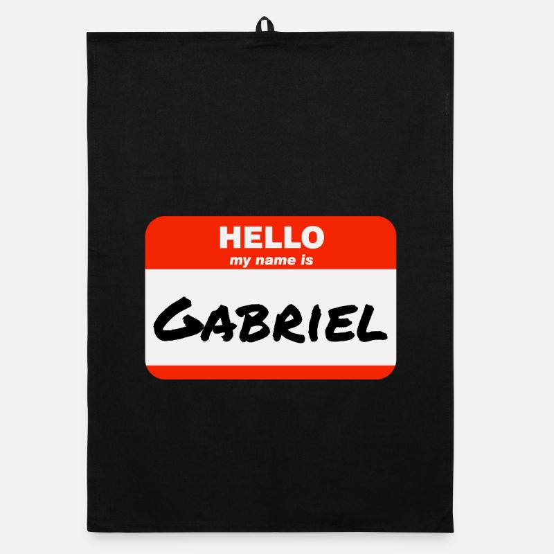 Hello My Name Is Gabriel Label Name Tag Organic dish towel
