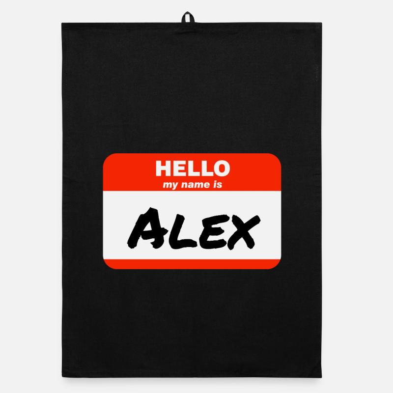 Hello My Name Is Alex Label Name Tag Organic dish towel