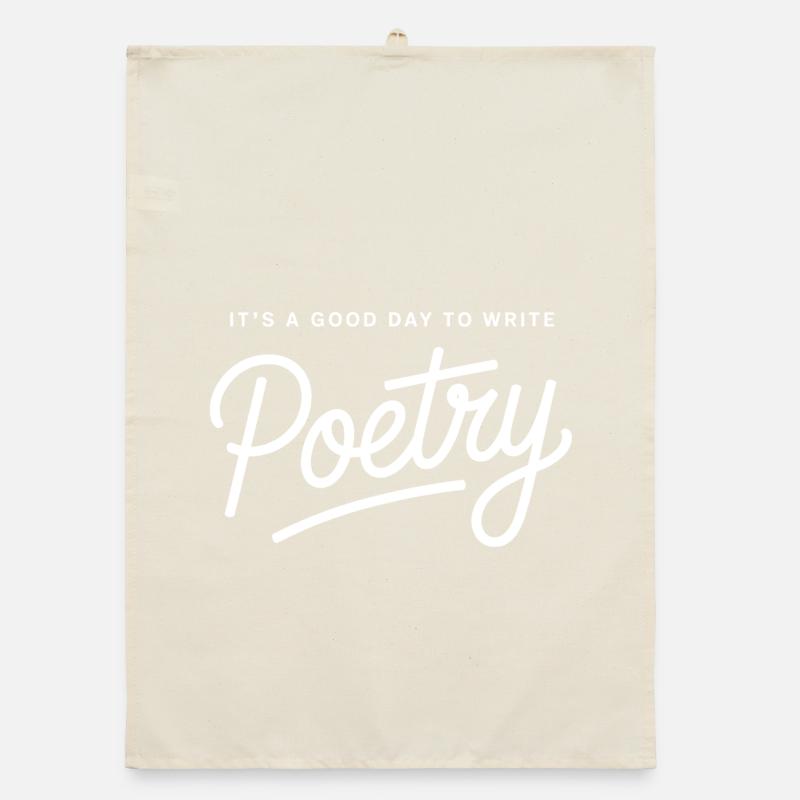 Poetry Script on Black Background Organic dish towel