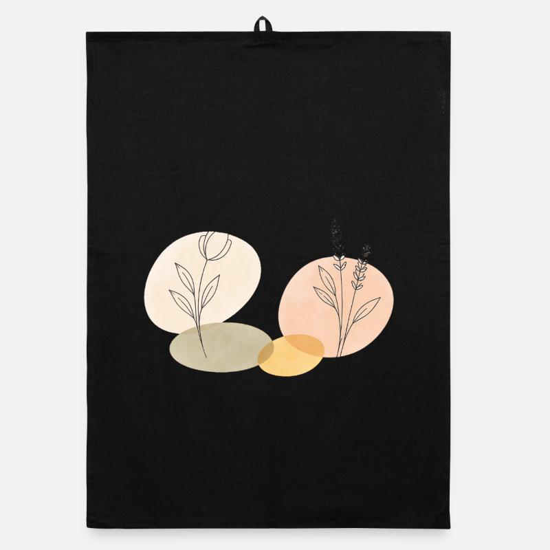 Feminin Boho Blumen Line Art – Minimalist Design Organic Geschirrtuch