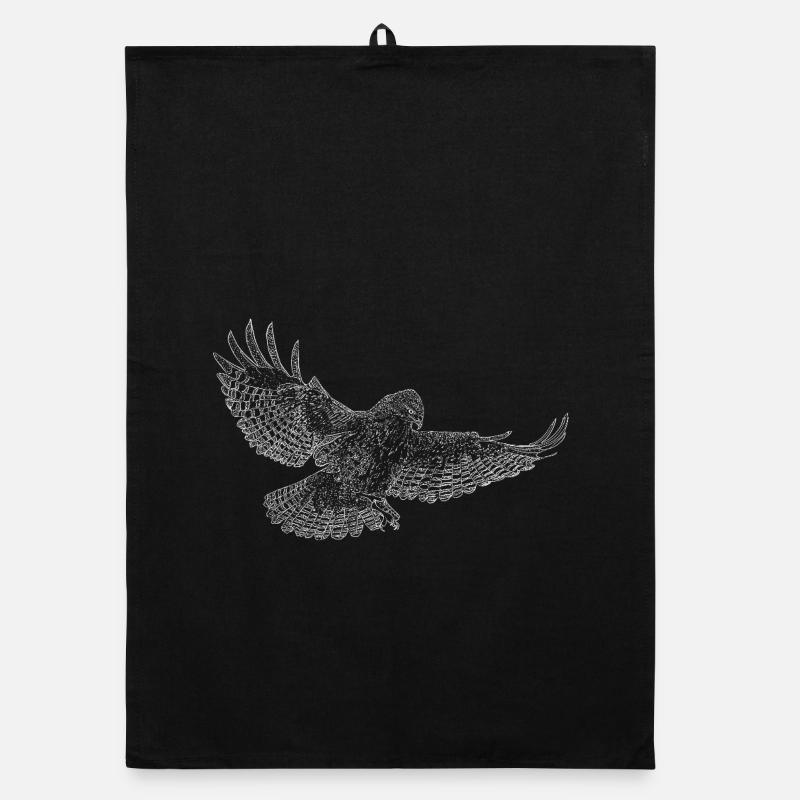 Mäusebussard, Greifvogel gezeichnet (stilisiert) Organic Geschirrtuch