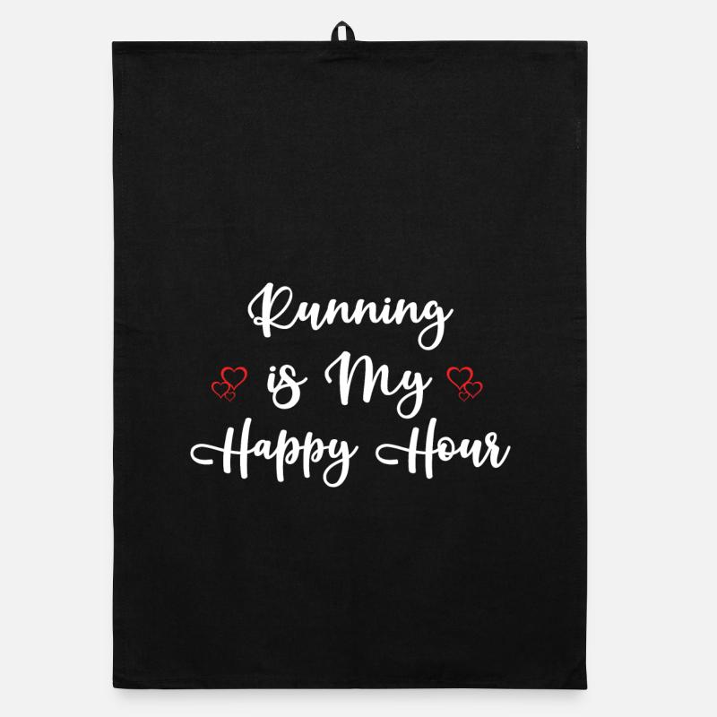 Running is My Happy Hour Organic dish towel