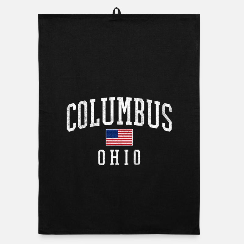 Emblème de Columbus, Ohio, avec drapeau américain Torchon bio