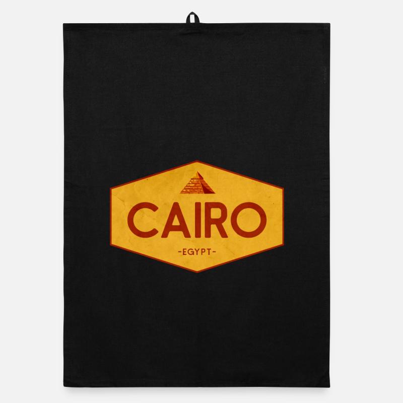 Cairo Egypt Pyramid Emblem - Organic Geschirrtuch - Schwarz