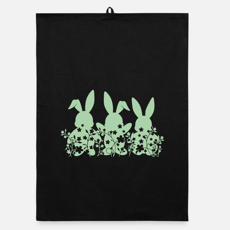 Bunnies Easter Flowers Organic dish towel
