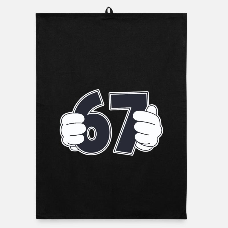 Minimaliste Fun Numéro 67 Conception graphique Torchon bio