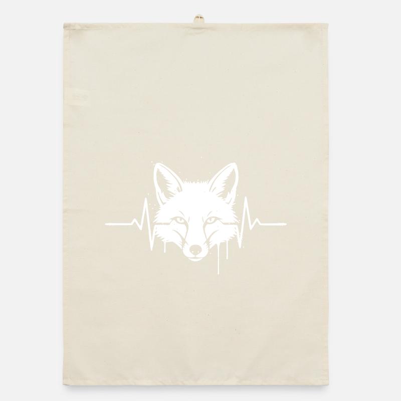 Fox Head Heartbeat Graffiti Vector Organic dish towel