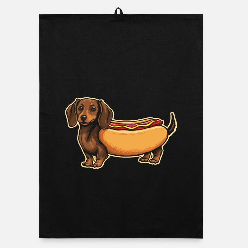 Süßer Dackel Hot-Dog-Brötchen-Aufkleber Organic Geschirrtuch