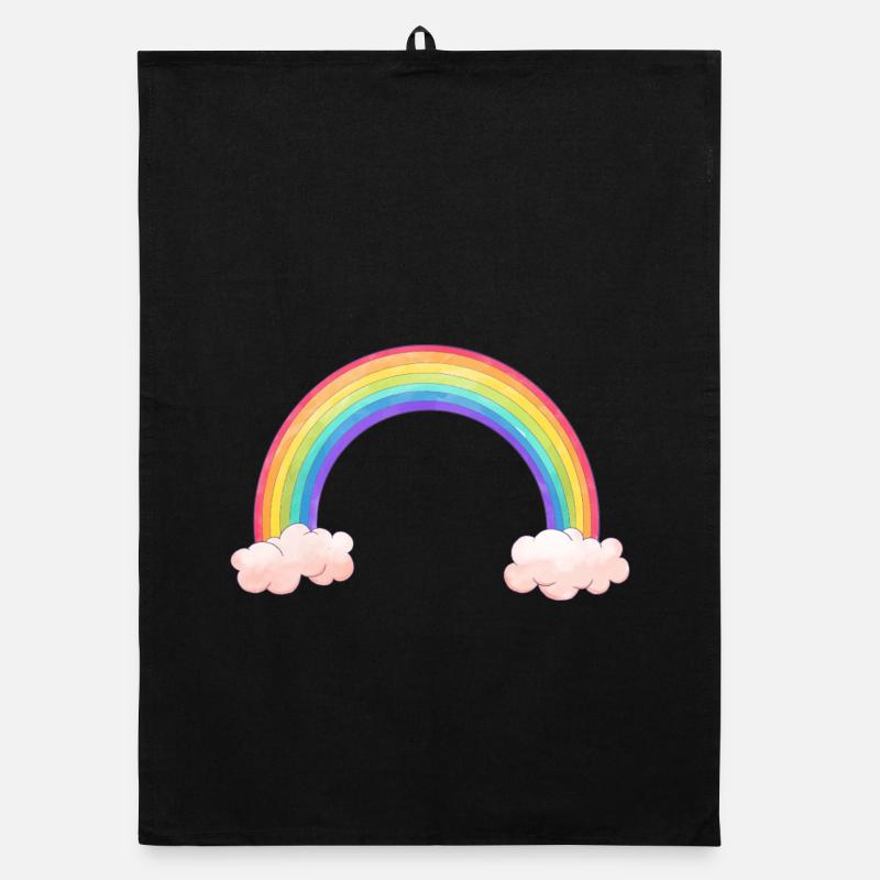 Rainbow bow with clouds Organic dish towel
