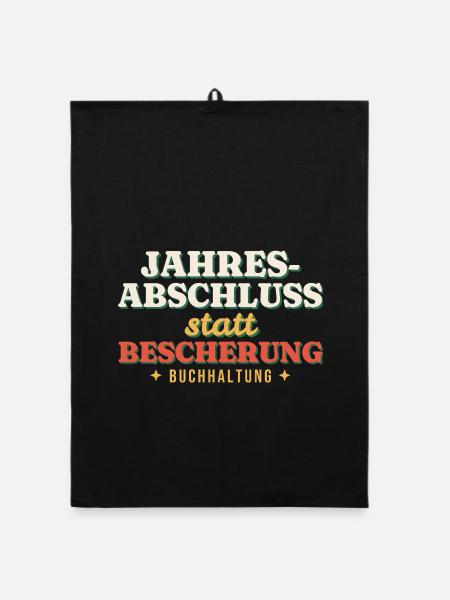 Jahresabschluss statt Bescherung - Buchhaltung - Organic Geschirrtuch - Schwarz - Vorne
