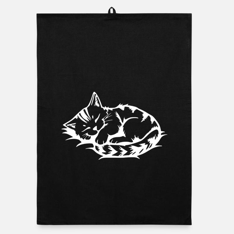 Chat Blanc Endormi Torchon bio