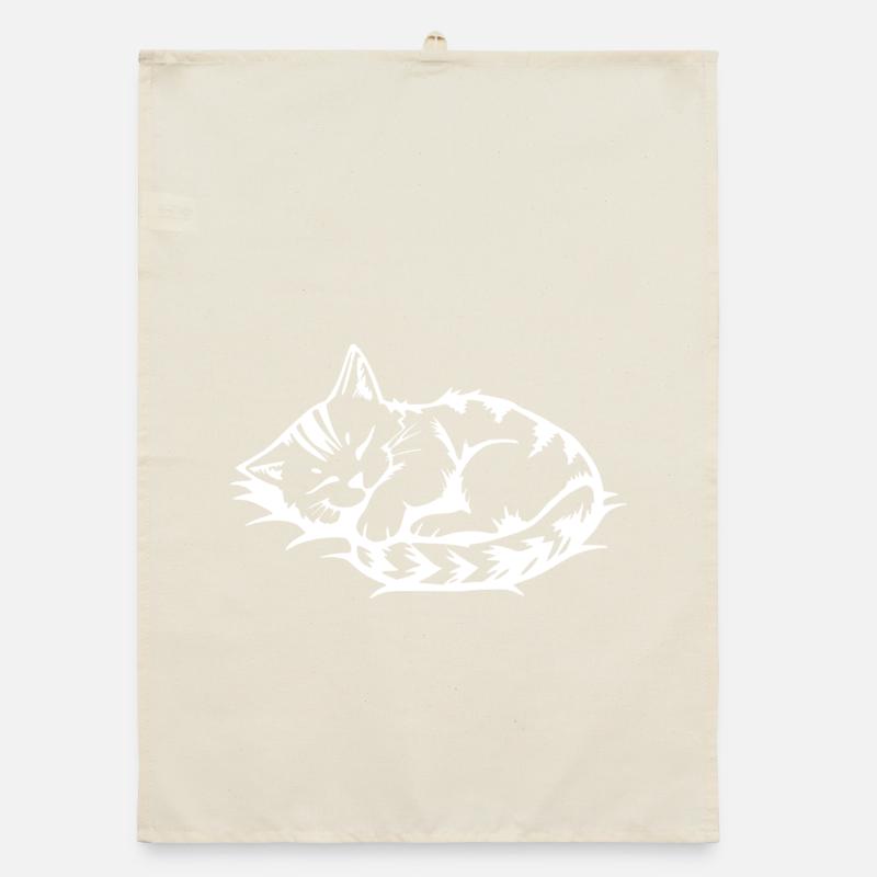 Chat Blanc Endormi Torchon bio